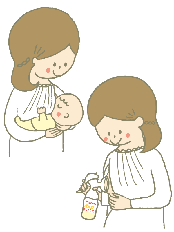 さく乳するママ