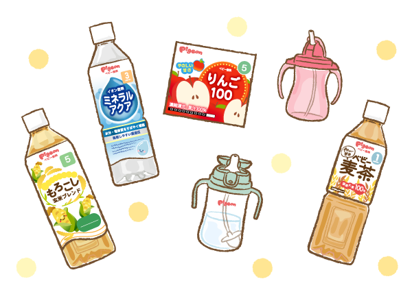 様々な飲料やアイテムのイラスト画像