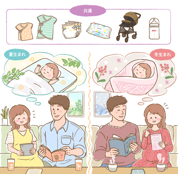 出産準備を検討しているイラスト画像