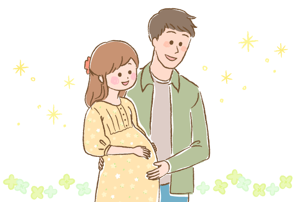 ママとパパが笑顔の様子のイラスト画像