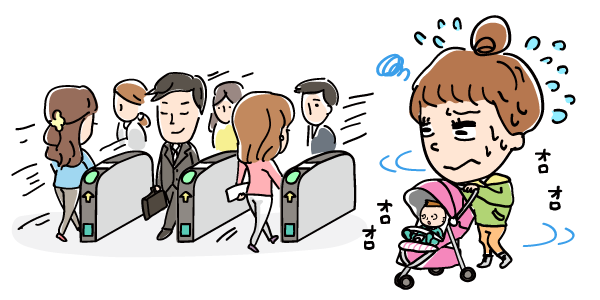 改札をなかなか通れないのイラスト画像