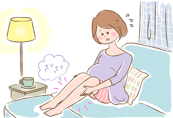 足がパンパンになっているママのイラスト画像