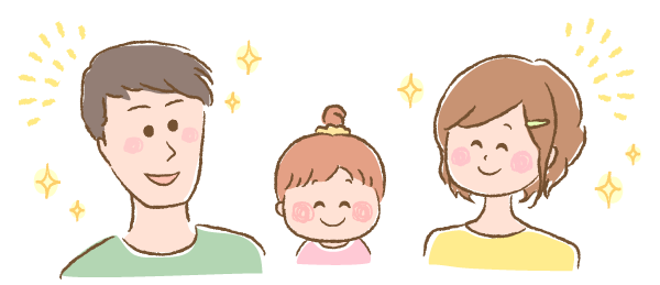 笑顔の家族のイラスト画像