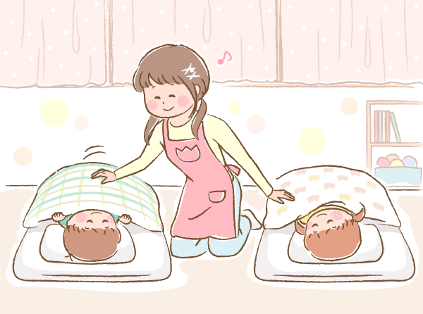 保育園での午睡の様子のイラスト