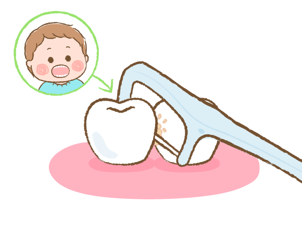 デンタルフロスで汚れを書き出しているイラスト画像