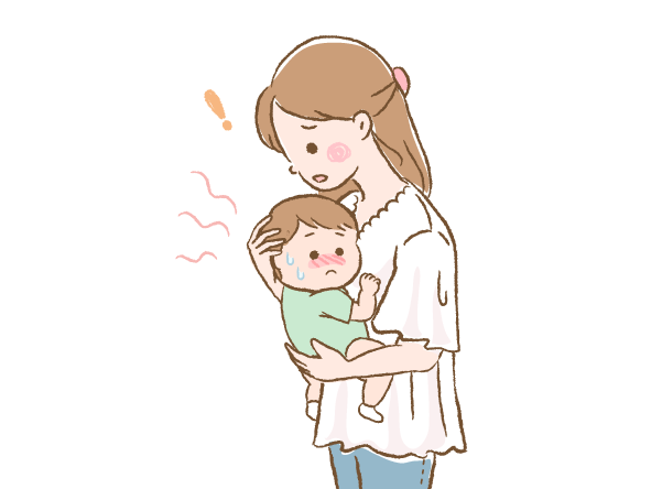 赤ちゃんが顔を赤くしているイラスト画像