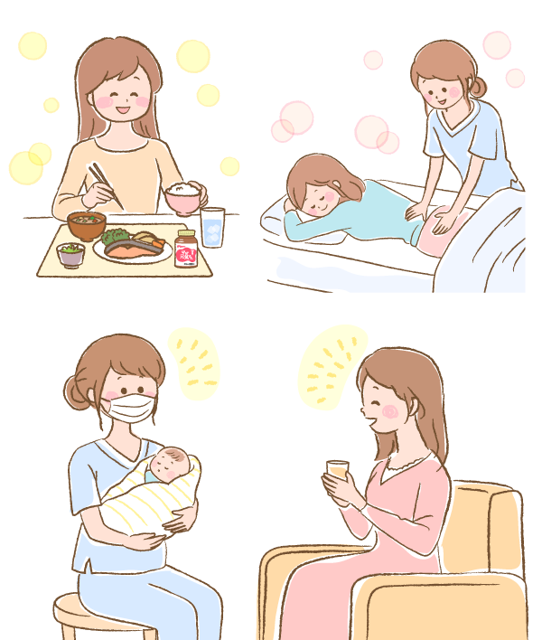 産後ケアのシーンのイラスト画像