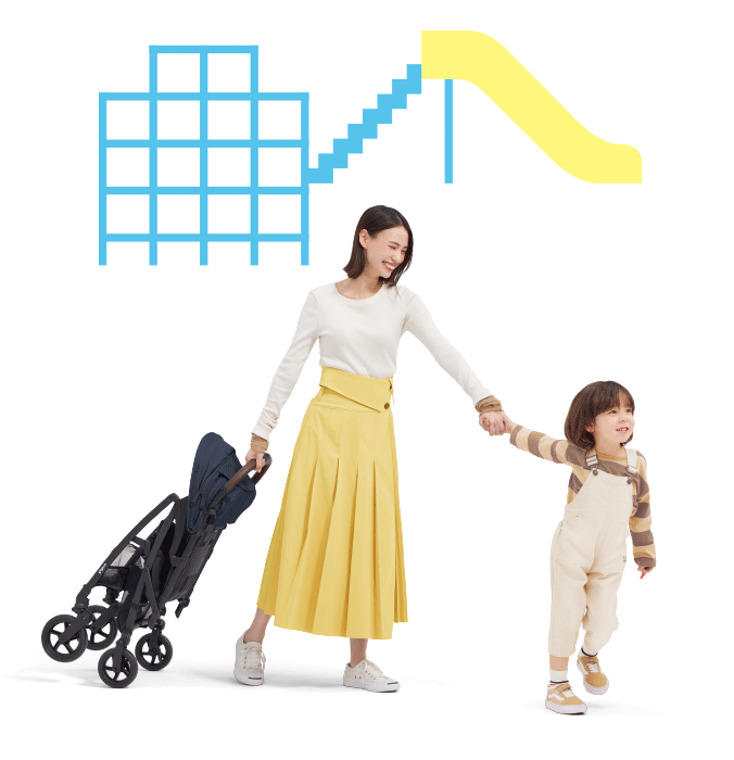 こどもの手を引きながらのママ